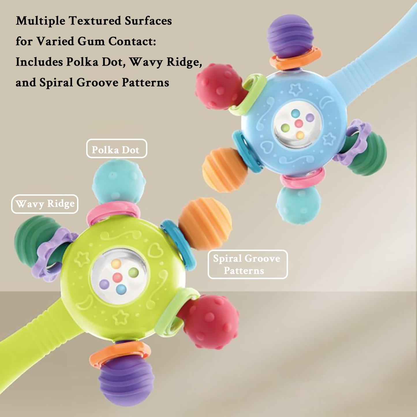 Baby Teether Toys for Babies 0 3 6 9 12 18 Months,Baby Rattle Toys,Baby Sensory Toy for 0-6 6-12 Months, Montessori Early Education,Manhattan Ball,Grasp Training Toy,Suction Cup Toys(Pink)