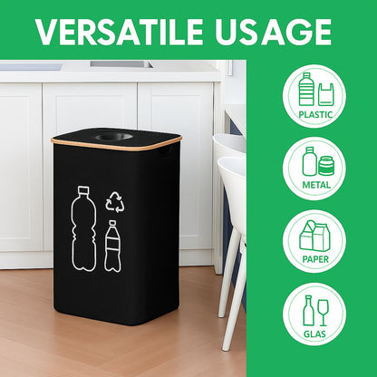 EGGUITAR 100L Large-Capacity Recycling Bin with Removable Bag–Ideal for Sorting and Storing Bottles and Glass Waste. Sturdy, Durable, and Perfect for Efficient Recycling Management.