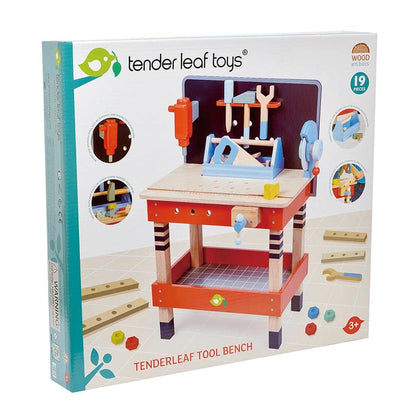 Tender Leaf Toys - Tender Leaf Tool Bench - 18 Pieces Pretend Play Construction Tool Set Made with Premium Materials and Craftsmanship - Creates Interest in DIY and Creative Role Play for Children 3+