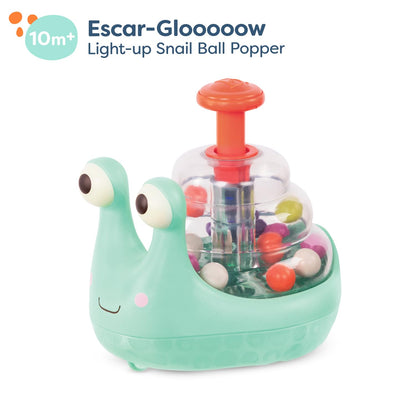 B. toys – Light Up Snail Ball PopperBaby Toy with Glowing Effects & Easy– Grip Handle – Interactive Educational Toy for Motor Skills Development – Colorful Baby Toys for 10+ Months