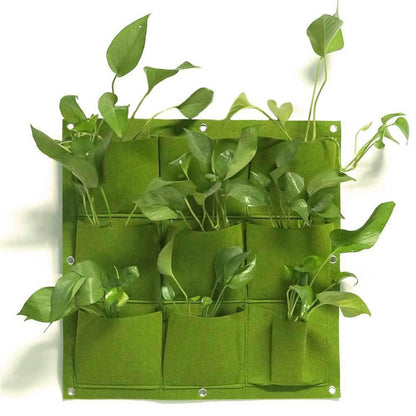 VINTORKY Vertical Hanging Wall Planter with with 9 Pockets Wall Mounted Felt Planters for Flowers Herbs and Succulents Space Saving