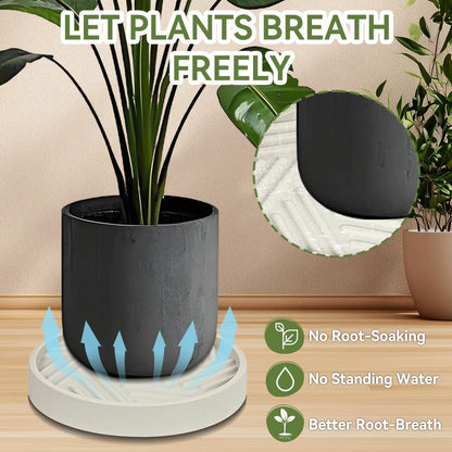 UoeRing Plant Caddy with Hidden Wheels 11 Inch Heavy Duty Rolling Plant Stand, Indoor Outdoor Plant Saucer Tray with $9.9 Garden Tools (Beige)