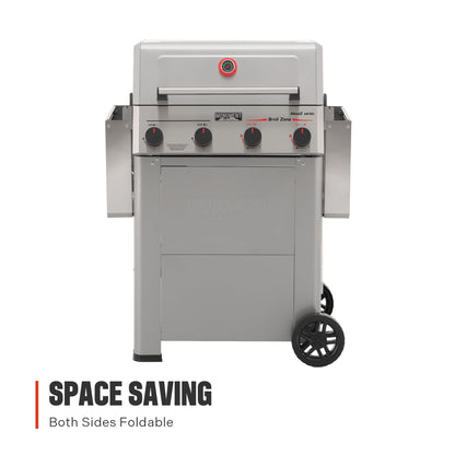 Monument Grills 4 Burner Propane Gas Grill with Advanced Broil Zone, Stainless Steel Outdoor Mesa 2 Barbecue Grill, Foldable Side Shelves, 500°F in 5 Mins, Assembles in 30 Minutes, Mesa II 410FBZ