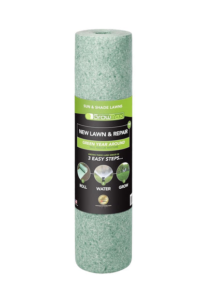 Growtrax Biodegradable Grass Seed Mat - 100 sqft Year Round Green - Grass Seed and for Lawns, Dog Patches & Shade - Just Roll, Water & Grow - No Fake or Artificial Grass