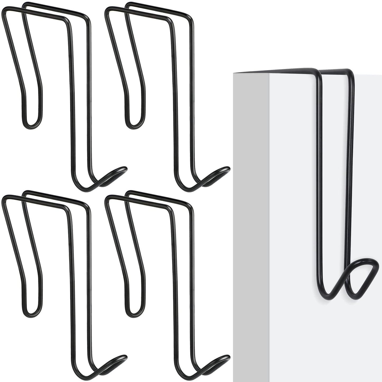 Oudain 4 Pack Wire Cubicle Hooks for Coat Wall Panel Over Cubicle Hanger Accessories for Office Partition Door Picture (Black)