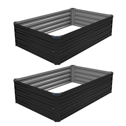 ZUNUDA 4×3×1FT(2PCS) Galvanized Raised Garden Bed Kit Metal Planter Boxes,Large Raised Garden Bed for Planting Vegetables,Flowers,Herbs -Black