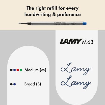 Lamy 2000 black - elegant rollerball pen in robust fibreglass barrel - perfectly balanced & in line width M M 63 rollerball refill in black