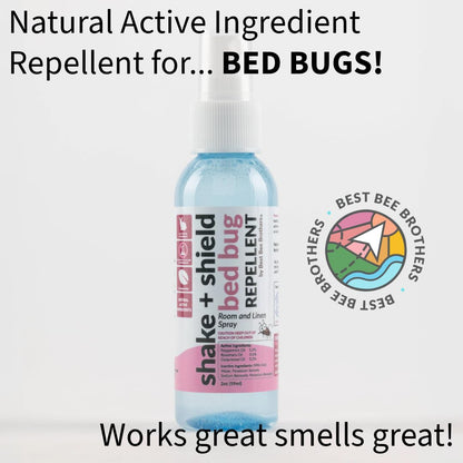 Best Bee Brothers Shake + Shield Room & Linen Bed Bug Spray – Non-Greasy Bug Spray Made with Plant-Based Ingredients, 8 Oz. + 2 Oz.