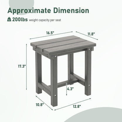 Furnimart Adirondack 16.5" Square Outdoor Side Table, Extra-Thick HDPE Composite Weather-Resistant Small Patio Table, Gray Outdoor End Table for Garden Balcony Yard Deck Poolside(Gray)