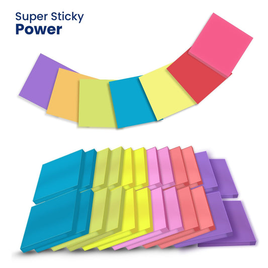 3x3 Sticky Notes with Bright Color 16 Pads for Office, Study and Everyday Use. Marketing Haat Supplies Full Set Self Stick Note Pads with Easy to Meeting or School Classroom Notes and Daily Wishlist.