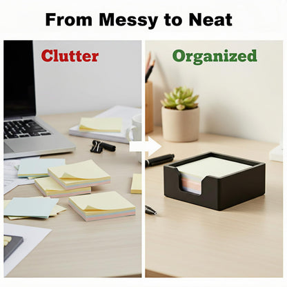 BAOHD Concrete Sticky Note Holder for 3x3 Inch Post Note - Cement Self-Stick Note Memo Pad Holder, Post Notepad Dispenser Organizer, Modern Desk Accessory for Office & Home, Black