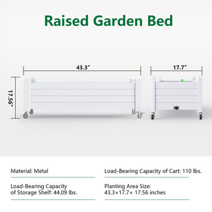 GYMHILL Elevated Raised Garden Bed with Wheels, Outdoor Large Resin Patio Planter Box Stand Divisible with Drain Plug,Water Monitor for Plants Vegetables Flowers Fruits(Ashen)