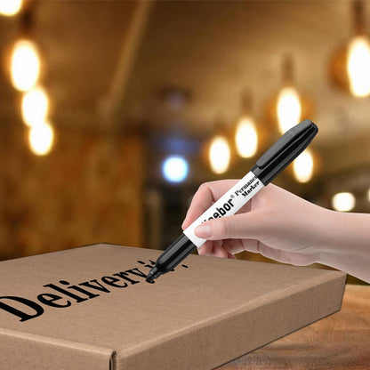 Keebor Permanent Markers Bulk, 60 Pack Black Permanent Markers, Quick Drying & Fade Resistant, Fine Point Marker Set for Wood, Plastic, Paper, Metal