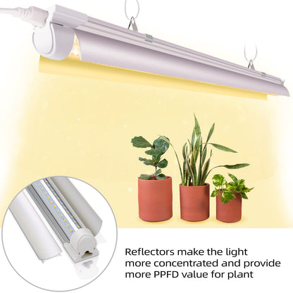 Kihung (Pack of 8) LED Grow Lights, 2FT T8 Grow Lights, 192W(8×24W) Full Spectrum Grow Light Strips with Reflectors, High PPFD Value Plant Light for Indoor Plants