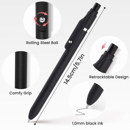 Sooez 40 Pack Bulk Pens Ballpoint, Black Ink Pens for Smooth Writing, Quick Dry Ball Point Pens Black, Medium Point 1.0mm Fidget Pens for Journaling, Office Supplies for Nurse Server