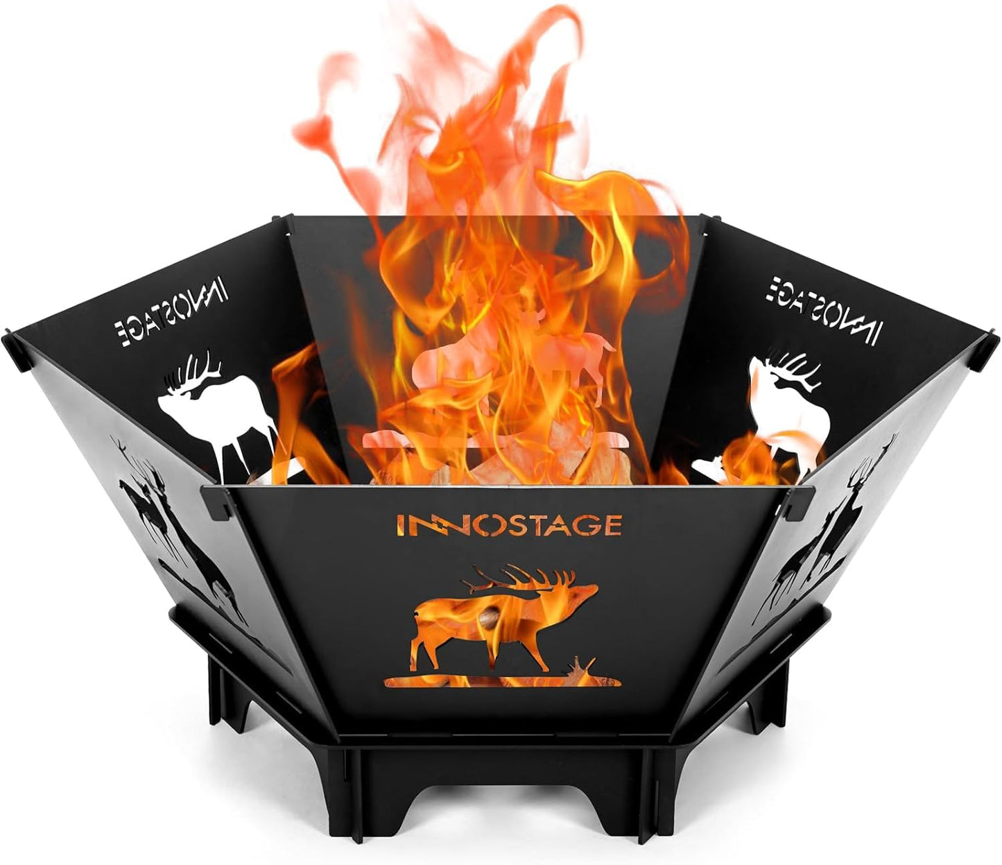 Fire Pit for Camping- 23Inch Small Collapsible Firepit for Patio Outside Wood Burning Outdoor Indoor BBQ Picnic Foldable Fire Pits Bonfire of Backyard Patio with Portable Tote Bag