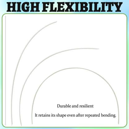 8-Pack Fiberglass Garden Hoops - High Flexibility Never Rust Bending Hoops with 24 Clips & Gloves for Raised Beds, Low Tunnels, Row Covers, Frost Protection & Pest Control (Fits 2-4 ft Wide Beds)