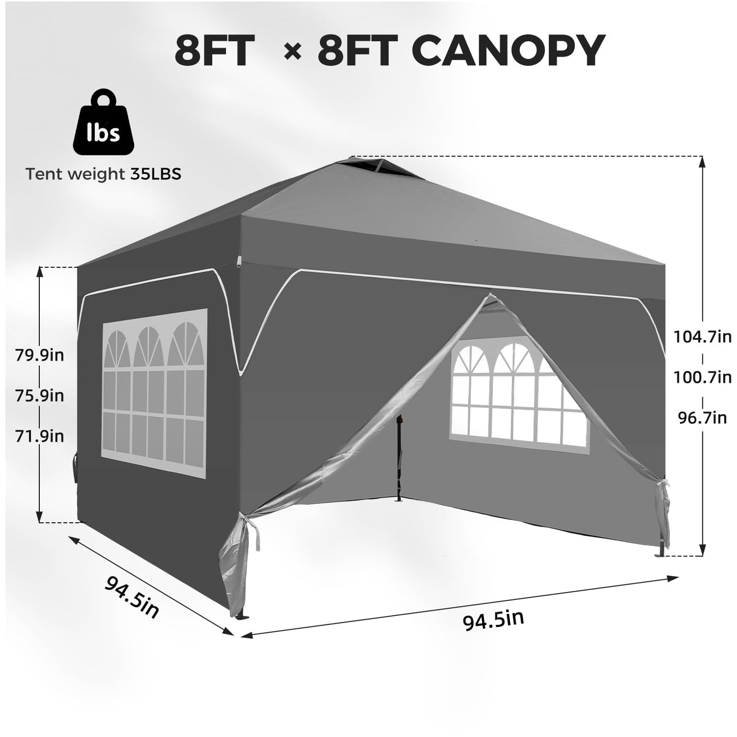 Oneofics 8x8 FT Pop Up Canopy with 1-Button Push, 4 Removable Sidewalls, Sandbags, Instant Canopy Tent for Outdoor Events