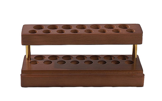 LUMRRSK Pencil & Pen organizer for Desk,Wooden pen holder with Phone Stand for Office & Home,Solid Walnut Pencil Display Stand (Double-row - Walnut)