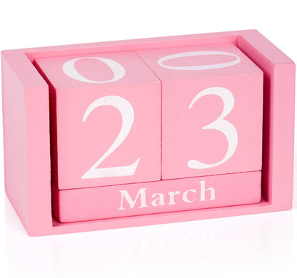 Notakia Pink Decor Wooden Desk Blocks Calendar Perpetual Block Cute Office Pink Desk Accessories Preppy Room Decor for Women