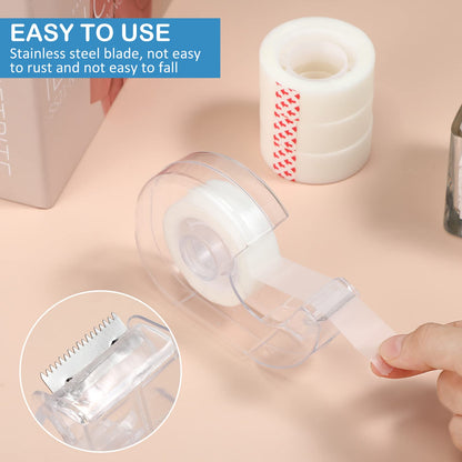 Yahenda 32 Pcs Invisible Tapes Dispensers with 32 Writable Matte Clear Tape Refills, 0.7 x 985 Inches, Refillable Desk Tape Dispenser Bulk for DIY Project, Home, Office, School & College Supplies