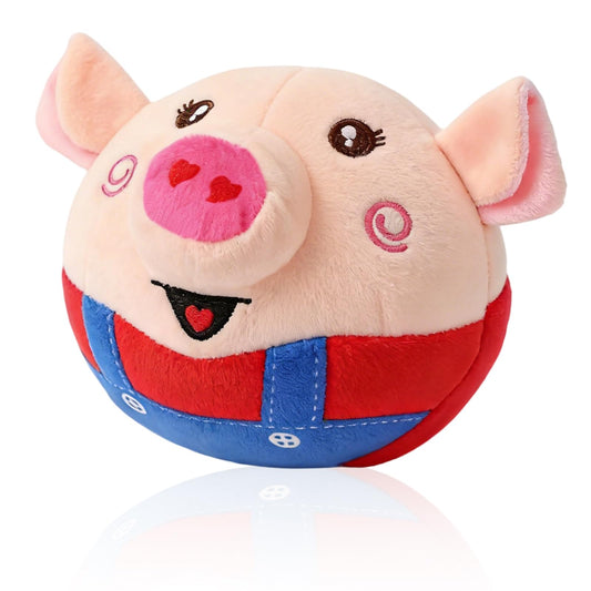 methill Interactive Dog Toys, 2026 New Active Moving Pet Plush Toy, Rechargeable Squeaky Dog Ball Toy with Talking Sound, Washable Bouncing Piggy Toy for Dogs Puppies (Red)