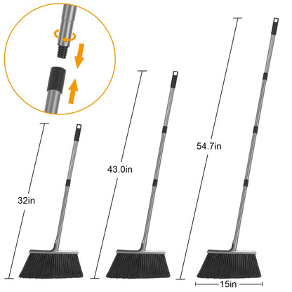 KeFanta 4 Packs Outdoor Broom Heavy Duty with 55" Long Handle, Commercial Brooms for Sweeping Indoor Courtyard Restaurant Garage Patio Decks Mall Market Kitchen Office Lobby Shop