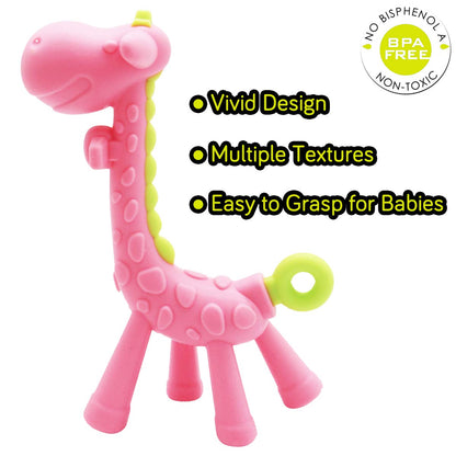 Medical-Grade Teething Toys for Babies 0-6 6-12 12-18 Months - with Adorable Baby Teethers & Baby Fruit Feeders - Soft Textures for Infant and Toddlers (Pink)
