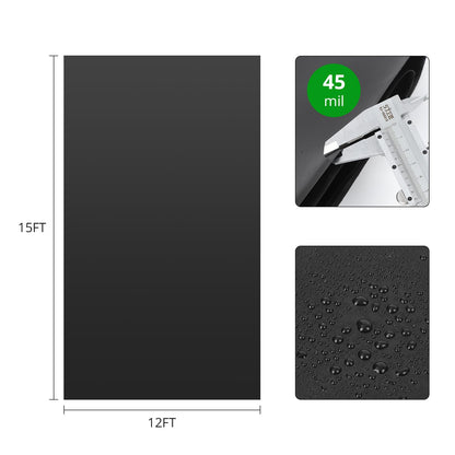 Garvee 12X15FT 45 Mil EPDM Pond Liner - Durable Fish-Safe Rubber Liner for Outdoor Ponds, Waterfalls, Koi Ponds and Landscaping, Puncture Resistant, UV Proof, Flexible Heavy-Duty Water Barrier
