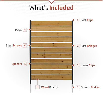 5ft H x 3.2ft W (1 Panel) No Dig Enclo Concord Cedar Wood Privacy Screen, Great to Hide Trash Cans, Decorative Patio Privacy Screen, Outdoor Privacy Fence Panel, Air Conditioner Fence, EC18022
