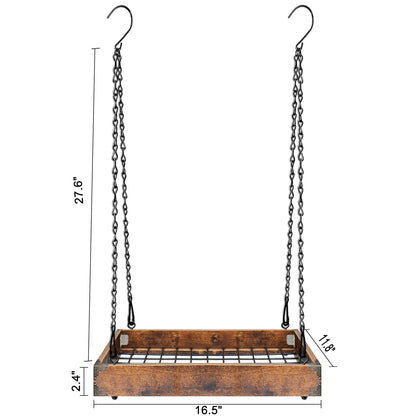 Lilybud--lily Plant Hanger Indoor Outdoor, 16" Large Hanging Planters for Indoor Plants Hanging Plant Holder Wood Metal Hanging Plant Shelf Large Hanging Baskets for Plants Outdoor Window Ceiling