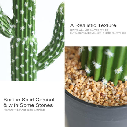 momoplant Artificial Cactus Succulent Plant, 24 Inch Tall Faux Fake Desert Cacti Plant with Black Planter for Home Garden Office Floor Decor