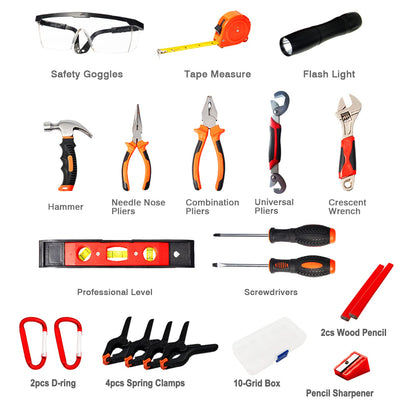 R RECOMFIT 25 Pieces Kids Real Tool Kit Children Real Tool Set with Real Hand Tools, Kids Tool Belt, Pouch Bag,Magnetic Wristband for Small Hands DIY Woodworking Projects Home Repair