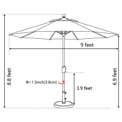 EliteShade USA 10-Year-Non-Fading 9Ft Market Patio Umbrella, UPF 50+ UV Protection Performance Sun Umbrella, Heavy Duty Commercial Grade Outdoor Table Umbrella with Crank & Tilt, Windproof Vented Top for Garden, Pool, Deck and Outdoor Playsets, Antique Be