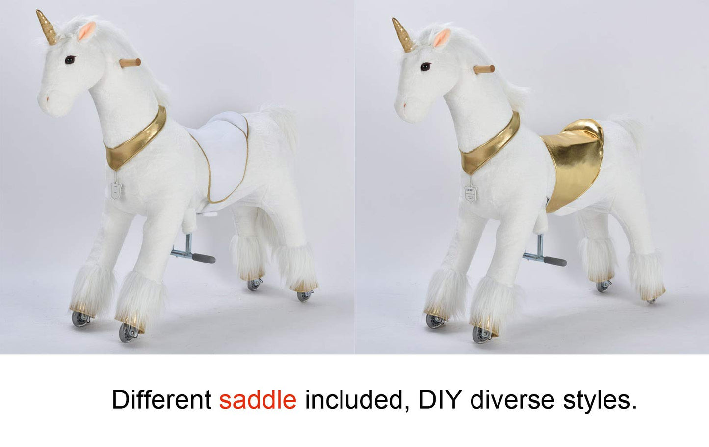 UFREE Unicorn Ride on Toy for Girls as Great Birthday Gift Large Mechanical Pony Horse with 44 inch Height for Everyone Above 6 Years Old Great Birthday Gifts
