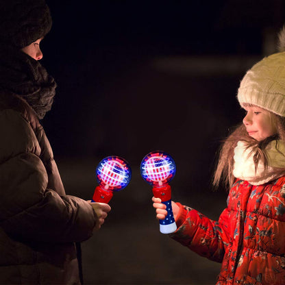 ArtCreativity 7.5 Inch Light Up Patriotic Magic Ball Wand for Kids, Batteries Included, Flashing LED Light Up Spinner Toy for Boys and Girls, 4th of July Toy for Kids, Birthday Party Favor