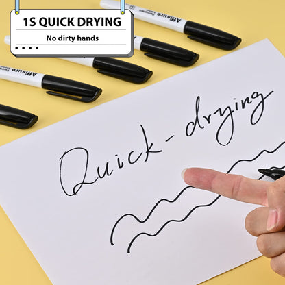 Affisure Permanent markers, 100 packs permanent markers bulk, quick dryingin one second, waterproof, smooth, noteasy to erase, durable, can be markedon glass, tiles and cloth, office supplies
