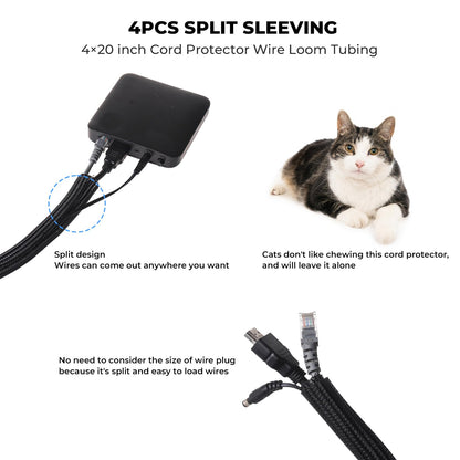 AORUICN Cable Management Organizer Kit, Desk Cable Organizer, Cable Management Under Desk, Wire Management and Cord Organizer for Home, Office, Standing Desk