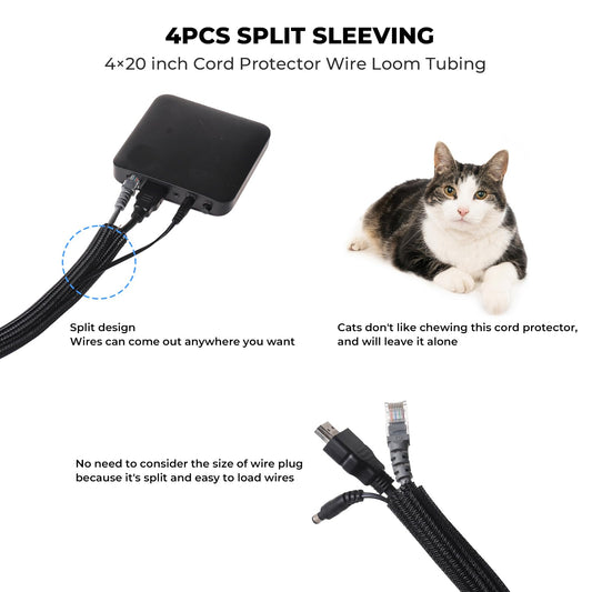 AORUICN Cable Management Organizer Kit, Desk Cable Organizer, Cable Management Under Desk, Wire Management and Cord Organizer for Home, Office, Standing Desk