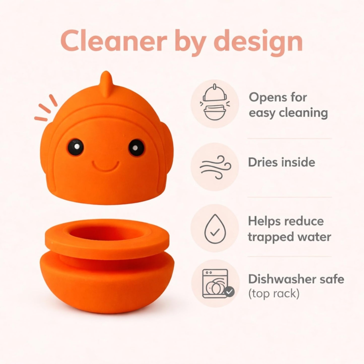 Ocean Friends Baby Bath Toys, Silicone Bath Toys for Babies 9 Months+, Toddler Bath Toys 1-3, Easy to Clean, Opens for Cleaning, 6-Piece Set