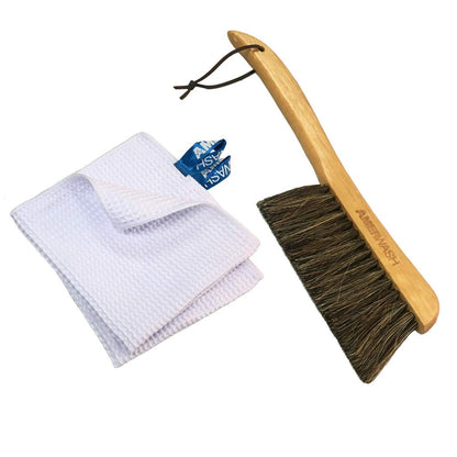 Counter Brush for Drafting, Patio, Bed, Fireplace, Woodworking, Outdoor Furniture Cleaning, Horsehair Shop Bench Brush, Wood Hand Broom Brush, 2 Microfiber Cleaning Cloth Included