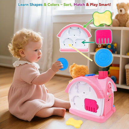 OKREVIEW Toys for 1+ Year Old Girls – 9-in-1 Montessori Musical Toddler Activity House with Lights, Sounds, Bilingual Learning, Ideal 1st Birthday Xmas Gifts for Girls Ages 1 2 3