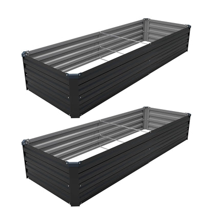 ZUNUDA 8×2×1FT(2PCS) Galvanized Raised Garden Bed Kit Metal Planter Boxes,Large Outdoor Planters Garden for Planting Vegetables,Flowers,Herbs -Black