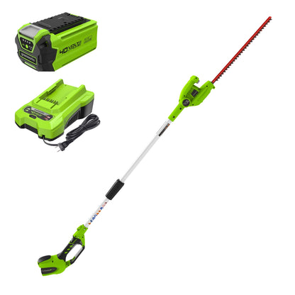 Greenworks 40V 20" Cordless Pole Hedge Trimmer, 2.0Ah Battery and Charger Included