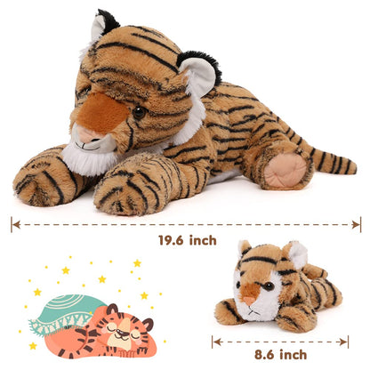 MaoGoLan 20" Tiger Stuffed Animals Set - Giant Stuffed Mommy Tiger with 3 Babies Plush Toy Birthday Gift for Kids Boys Girls - 4PCs Large Wild Zoo Stuffed Animal Plush Toy Christmas Baby Shower Decor