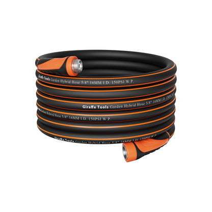 Giraffe Tools Garden Hose 5/8", Water Hose Heavy Duty, Flexible, Lightweight Hybrid Hose with Swivel Handle, 75ft Male to Female Fittings, Burst 600 PSI