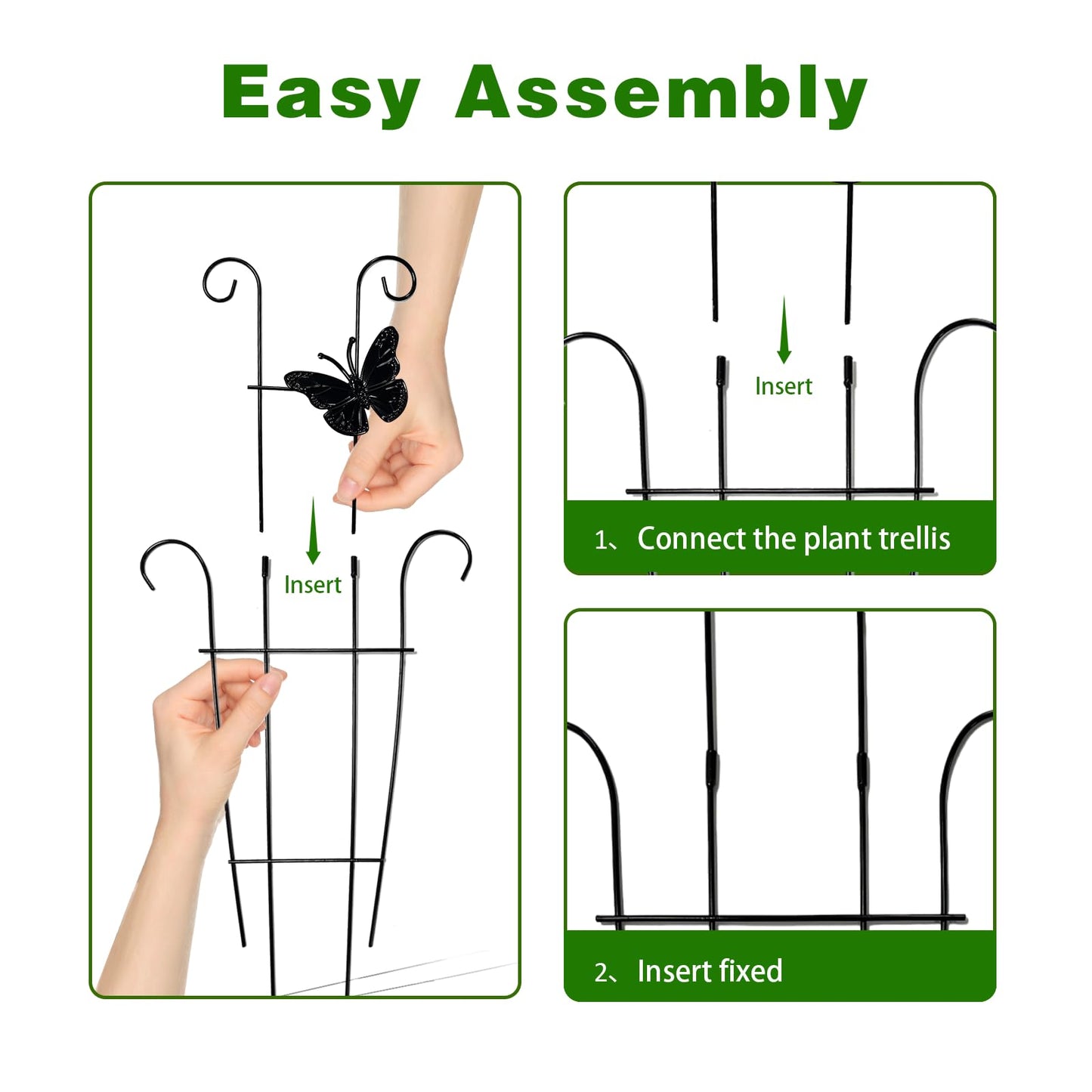 CHOUYUHE 23 Inch Plant Trellis for Potted Plants, Sturdy Metal Houseplant Trellis for Climbing Plants Indoor Outdoor, Rust-Resistant Plant Support for Monstera Pothos Ivy, 2 Pack (2, 23inch)