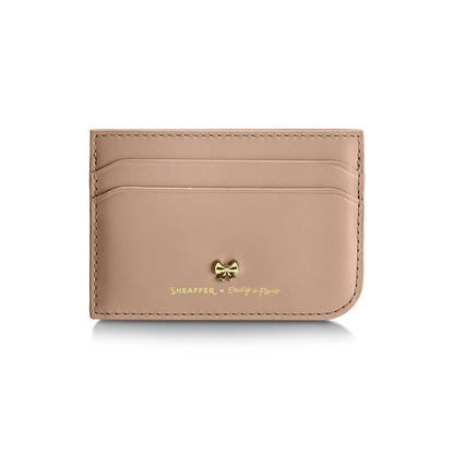 Sheaffer 100 Emily in Paris 9377 Collection, Champagne Gold Pen with PVD Gold Trims, Bow-Shaped Clip (Ballpoint Pen and Full-Grain Credit Card Holder - RFID protection with 4 card slots)