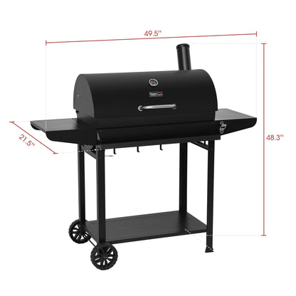 Royal Gourmet CC1830T 30-Inch Barrel Charcoal Grill with Warming Rack & Front Storage Basket, Outdoor BBQ Grill with 627 sq. in. Grilling Area for Backyard Barbecue Cooking Party, Black