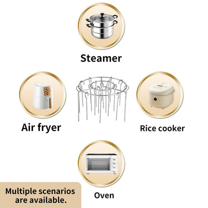 2025 New Air Fryer Grill Skewer Rack, Stainless Steel BBQ Kabob Set, 30 Vertical Meat Skewers with Round Hanging (1)